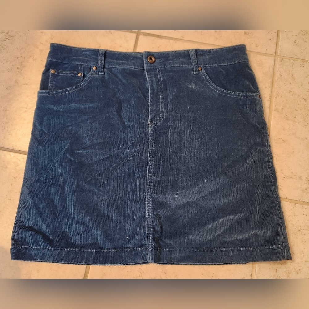 GAP Jeans Stretch Navy Blue Corduroy Mini Skirt Women’s Sz 14 #D916